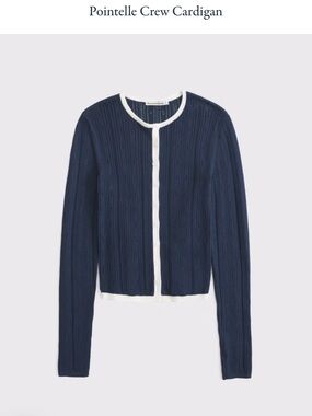 Abercrombie & Fitch Navy Cardigan with Cream Trim